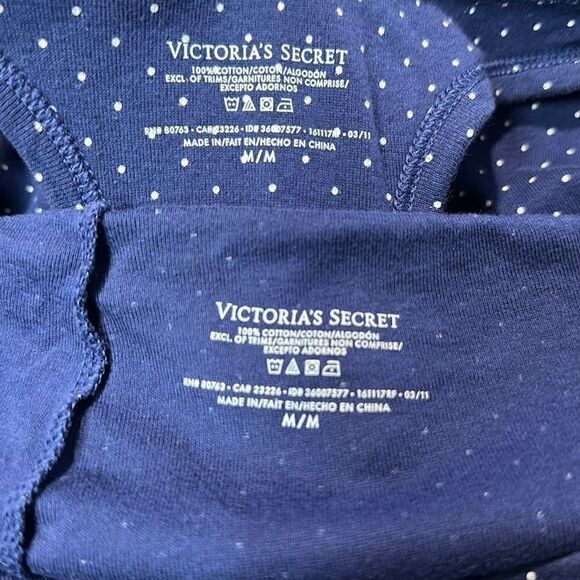 VICTORIA’S Secret Blue Polka Dot 2 Piece Pajama Set Sz M - Picture 11 of 11